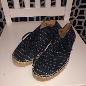 J.Crew navy/lime green tie espadrilles